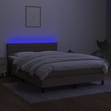  box spring s madracem LED smeđesivi 140x200 cm tkanina | shoptok.hr