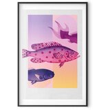  Plakat - Fantastic Fish - artistic illustration of fish on a colorful background 60x90 Crni okvir s margom | shoptok.hr