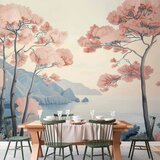  Foto tapeta - Landscape with the Ocean Cliffs and Trees in Delicate Pink Shades 400x280 Vodootporna | shoptok.hr