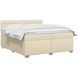  Boxspring krevet s madracem Krem 200 x 200 cm Tkanina Slike