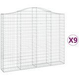 vidaXL Obokane gabion košare 9 kosa 200x30x160/180 cm pocinkano železo, (21000246) | Shoptok.si