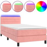 vidaXL Box spring postelja z vzmetnico LED roza 80x200 cm žamet, (20724422) | Shoptok.si