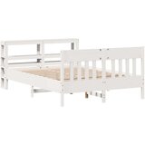 vidaXL Posteljni okvir z vzglavjem bel 150x200 cm trdna borovina, (21311154) | Shoptok.si