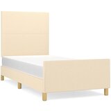 vidaXL Posteljni okvir z vzglavjem krem 90x200 cm blago, (20794740) Cene