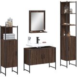 The Living Store Komplet kopalniških omaric 4-delni rjavi hrast inženirski les - Komplet Kopalniškega Pohištva, (21657171) | Shoptok.si