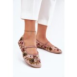 Boto Ballet Flats With Embroidery And Strap Pink Lilindraen Cene
