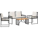  Set vanjskog namještaja 4 pcs Crna i krem-bijela poliratan | Eponuda.com