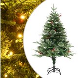 vidaXL Novoletna jelka z LED lučkami in storži zelena 120 cm PVC PE | Shoptok.si