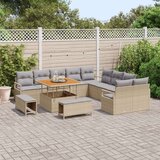  13-dijelni vrtni set sofe s jastučićima Bež poli ratana i akacije 2-sjedalna vrtna sofa s pohranom i jastučićima Bež poli ratan | shoptok.hr