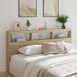 Ormarić za uzglavlje s LED svjetlima boja hrasta 200x17x102 cm | shoptok.hr