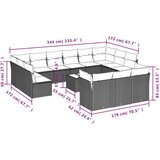 vidaXL 14 kosov Garden Sofa Set z blazinami Brown Poly Rattan | Shoptok.si