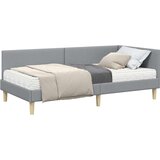  Kutni krevetni okvir s madracem 2 pcs Svijetlo siva tkanina | shoptok.hr