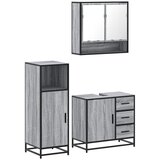 vidaXL 3-dijelni set kupaonskog namještaja siva boja hrasta drveni | shoptok.hr