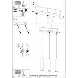  Sollux SL.0655 - Luster na sajli LUVO 3xGU10/40W/230V beton/crna | Eponuda.com