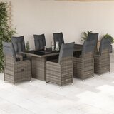 vidaXL Vrtna bistro garnitura 9-delna z blazinami siv poli ratan | Shoptok.si