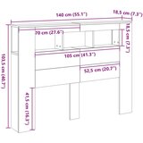 vidaXL LED vzglavje Črn hrast Inženirski les 140 x 18.5 x 40 cm Trajno | Shoptok.si