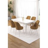 Hanah home trpezarijski set Pir, sto i 6 stolica, bela ploča, kapućino tkanina Babyface | Eponuda.com
