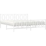  Metalni okvir kreveta uzglavlje i podnožje bijeli 193x203 cm | shoptok.hr
