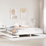 vidaXL Posteljni okvir brez vzmetnice bel 160x200 cm trdna borovina | Shoptok.si