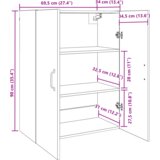 vidaXL Viseča omarica artisan hrast 69,5 x 34 x 90 cm Konstruiran les | Shoptok.si