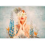  Foto tapeta - Nature in thought - female figure among flowers on a patterned background 100x70 Vodootporna | shoptok.hr