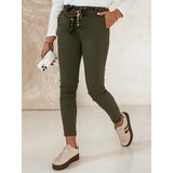 DStreet Spodnie damskie CHARMYOU jeansowe z paskiem oliwkowe | Shoptok.si