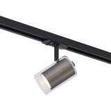 QAZQA Sodobni reflektor Gunmetal s prozornim steklom za enofazni sistem tirnic - Iconic Lloyd | Shoptok.si
