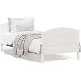 vidaXL Okvir kreveta s uzglavljem bijeli 100x200cm od masivne borovine