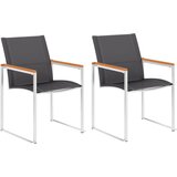 Maison Chic Vrtni stoli - Stol za vrt 2 kosa tekstil in nerjaveče jeklo sivi JS1331, (21878019) | Shoptok.si