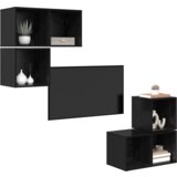 vidaXL Set TV omar 4 pcs Črni hrast 37 x 37 x 72 cm Konstruiran les | Shoptok.si