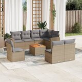 vidaXL 9-dijelni set vrtnih sofa s jastucima bež od poliratana | shoptok.hr