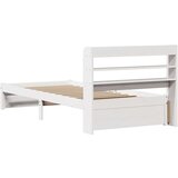  Posteljni okvir z vzglavjem bel 75x190 cm trdna borovina, (21304038) | Shoptok.si
