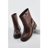 Marjin Women's Belt Detailed Thick Sole Daily Boots Tunkes Brown | ePonuda.com