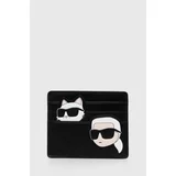 Karl Lagerfeld Usnjen etui za kartice črna barva, 245W3216