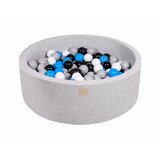 MeowBaby Bazen z žogicami, 90x30 cm z 200 žogicami, bombaž, svetlo siva: bela/modra/črna/siva, (21289290) | Shoptok.si