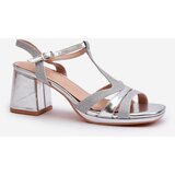 EVENTO Women's Silver Faux Leather Heeled Sandals Lyana | Shoptok.si
