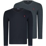 Dewberry DUAL SET T8587 V COLLAR MEN'S SWEATSHIRT-ANTHRACITIS-BLACK | Shoptok.si