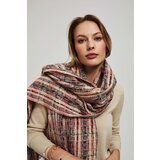 Marisse Pink Checkered Scarf With Metallic Thread | ePonuda.com