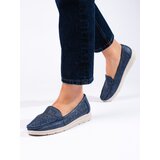 Shelvt Openwork women's navy loafers Cene