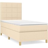 VidaXL Box spring postelja z vzmetnico krem 80x200 cm blago Slike