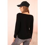 Kesi Włoski Women's sweater made of viscose with long sleeves and a round neckline black | shoptok.hr