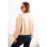 Kesi Włoski Women's jacket with a zipper and puffed sleeves beige | Shoptok.si