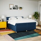  Krevet s oprugama i madracem plavi 200 x 200 cm od tkanine | shoptok.hr