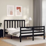 vidaXL Posteljni okvir z vzglavjem črn 120x200 cm trdna borovina | Shoptok.si