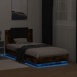  Okvir za krevet s uzglavljem i LED svjetlima boja hrasta Smeđa 90 x 190 cm | shoptok.hr