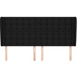  Vzglavje z ušesi črno 163x23x118/128 cm blago, (20954458) | Shoptok.si