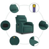  Masažni naslonjač od tkanine tamnozeleni | shoptok.hr