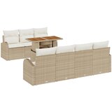 vidaXL set od 8 komada vrtne sofe s jastučićima bež poli ratan, 2-sjedna vrtna sofa s prostorom za pohranu i jastučićima bež poli ratan | shoptok.hr
