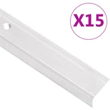 vidaXL Obroba za stopnice L-oblike 15 kosov aluminij 134 cm srebrna