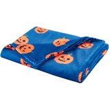 Catherine Lansfield Modra/oranžna odeja z motivom za noč čarovnic iz mikropliša 130x170 cm Halloween Pumpkins – Cene